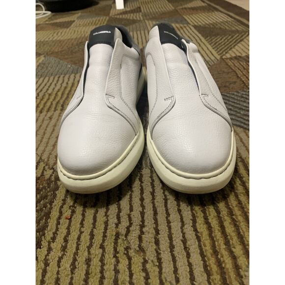Karl Lagerfeld Paris Slip On Laceless White Leather Sneakers Men’s US 13 EU 46 - Picture 5 of 10
